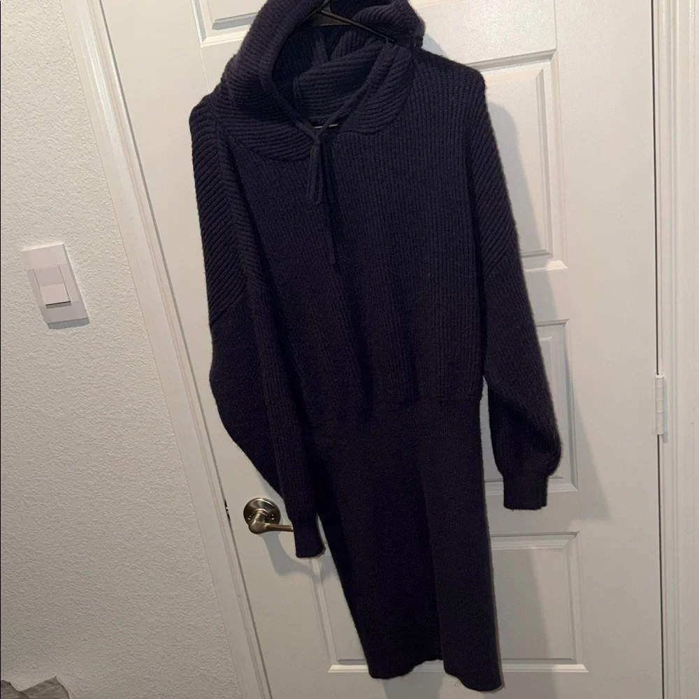 Pretty Garden Navy Blue Hoodie Sweater Dress - Picture 4 of 9